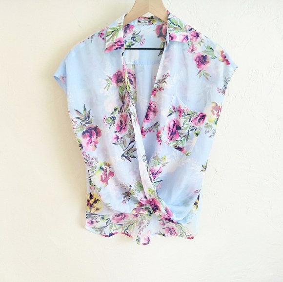 Kut from the Kloth Tops - KUT From The Kloth Blue Floral High Low Wrap Top